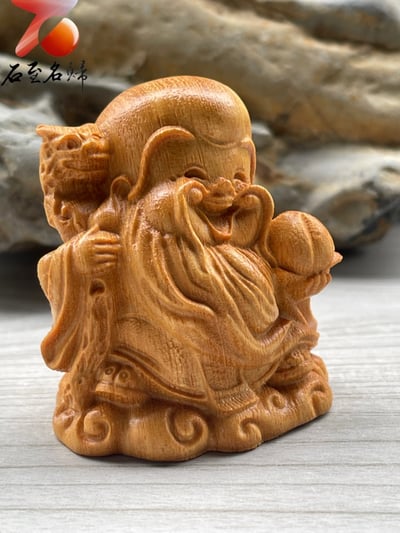 崖柏木雕件【壽星翁】 高6公分4