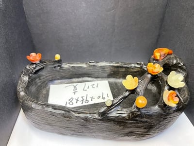 壽山石結晶桃花紅白芙蓉【喜上梅梢】2