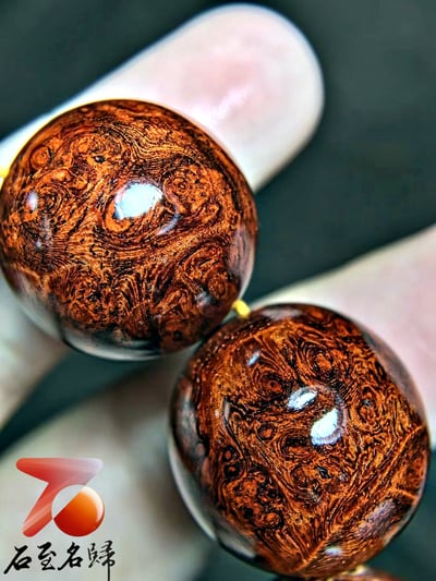 印度小葉紫檀【高山流水】 爆滿瘤疤泥料 20mm×12顆7