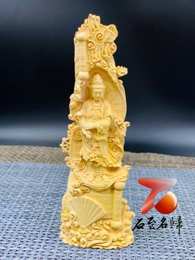 黃楊木精雕作品【如意觀音】1
