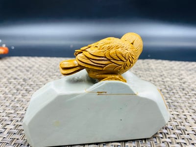 天然巧雕 壽山山秀園石系列【牆上麻雀】3