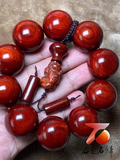 精選印度小葉紫檀雞血紅泥料25mm×10顆1