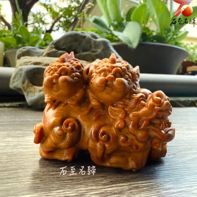 嚴選焦糖味高油城口崖柏料 《貔貅聚寶，生生不息》4