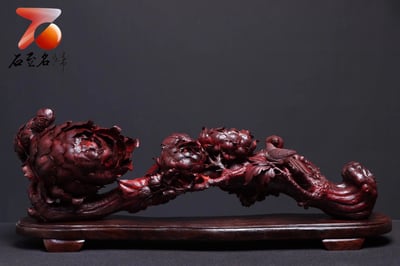 印度小葉紫檀整木鏤空製作【如意-花開富貴】1