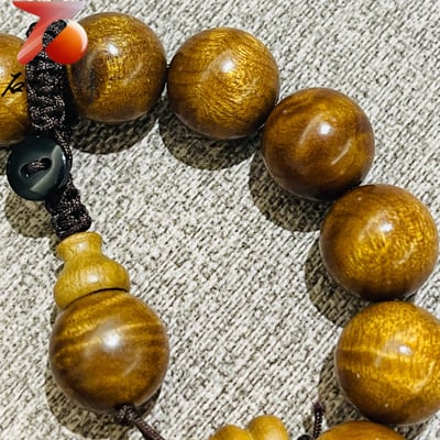 金絲楠木小葉楨楠老料滿水波紋15mm手串10