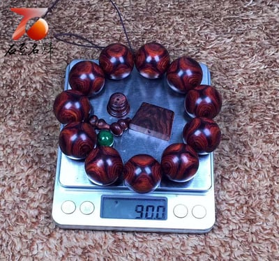 海南黃花梨 野生油梨臻品 X紋對眼鬼臉 25mm手珠 重量90克6