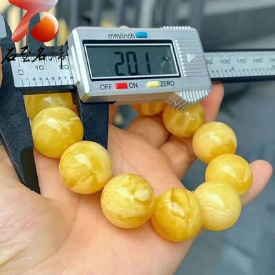 20mm+精品俄料滿蜜黃妖花圓珠手串7