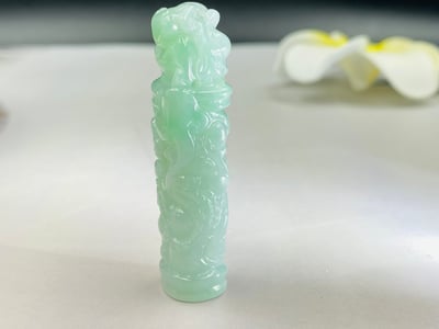 翠青翡翠【龍柱招財貔貅印】6