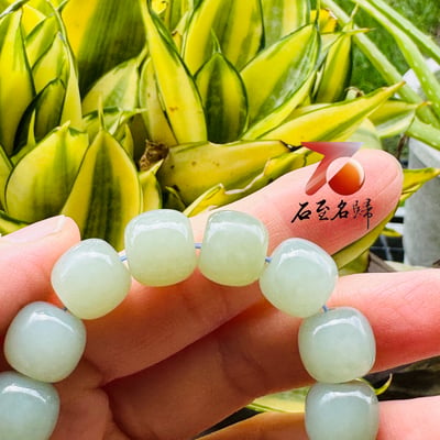天然和田玉藕粉綠12mm手串｜溫柔奶霧感・細膩油潤4