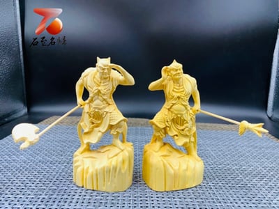 黃楊木精雕作品【千里眼與順風耳套組】1