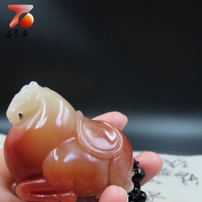 撾結晶朱砂石【唐馬手把件】5