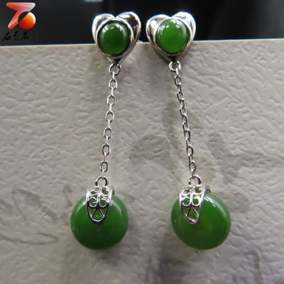 碧玉耳墜式 典雅圓珠耳環2