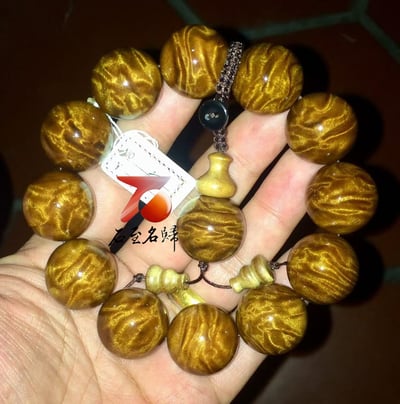 鎏金歲月 金絲楠木小葉楨楠極品瘤疤 千年老料龍膽王20mm手珠5