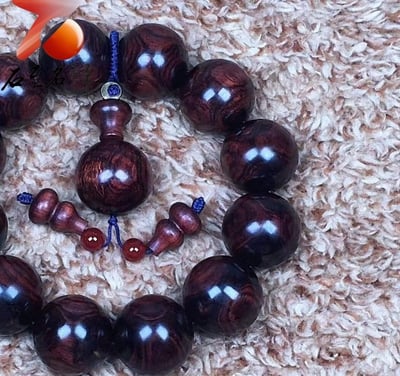 臻品 海南黃花梨絕品紫油梨沉水老料20mm手珠 重量62.6公克3