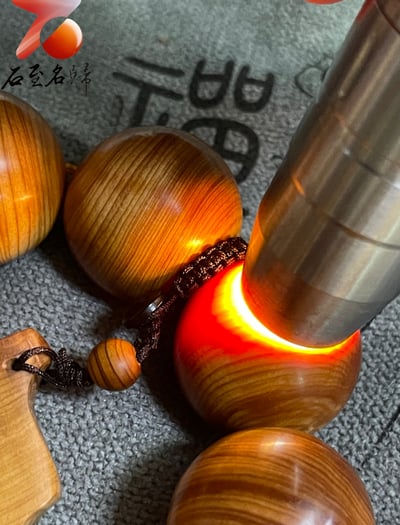 城口崖柏玉化虎皮紋透光30mm手珠(30mm x 9顆）2