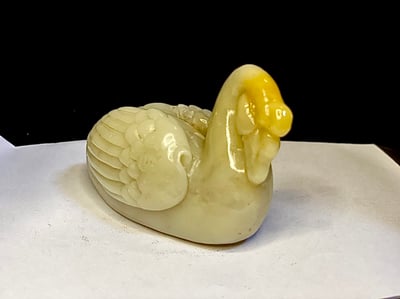 老師傅手工 壽山文洋石雕件【白天鵝】4