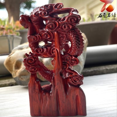 非洲紅木龍擺件【龍戲珠】5