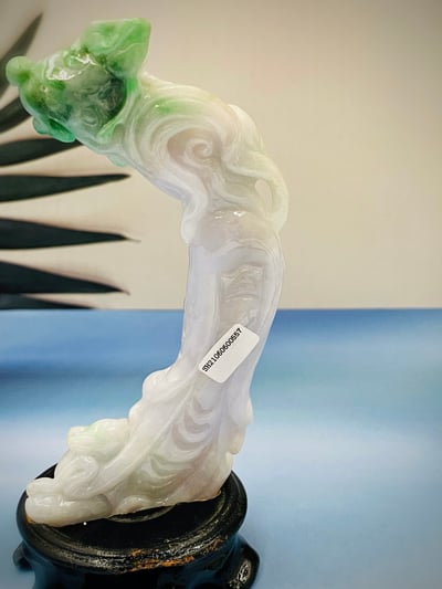 天然A貨 紫糯米翡翠帶翠綠 附收藏證書【嫦娥】4