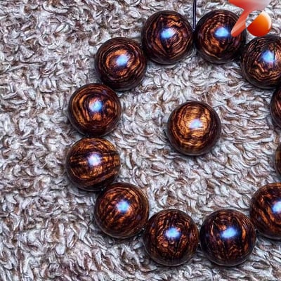 臻藏 海南黃花梨老料 螺旋水波陰陽珠20mm手珠 重量50克4