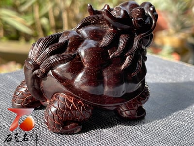 印度小葉紫檀高油密二膘材質 湘工手作 【龍龜】3