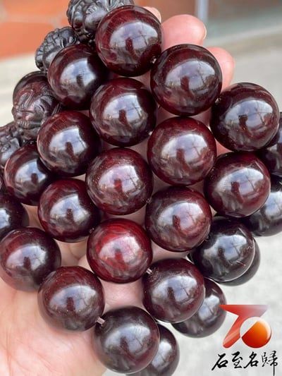 天然 印度小葉紫檀玻璃底老料 高油高密20mm手珠【招財貔貅】8