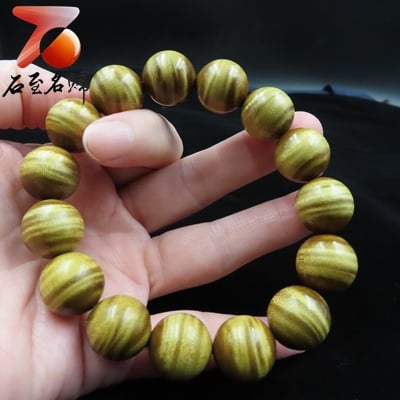 滿水波紋 金絲楠大葉楨楠木15mm手珠 附精美禮盒1