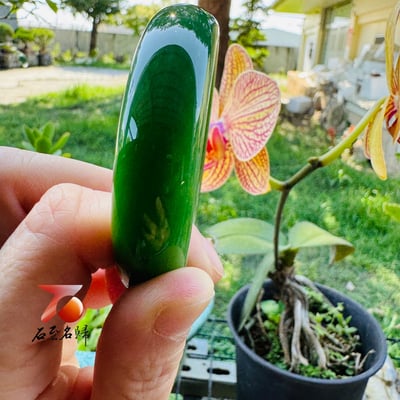 收藏級精品 頂級和田玉碧玉陽綠手鐲 附【亞瑟寶石鑑定所】正式鑑定證書3