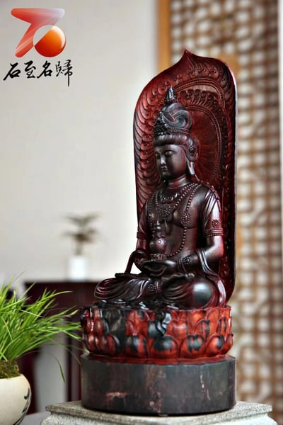 印度小葉紫檀大口徑拆房老料清刀款【無量壽佛】3