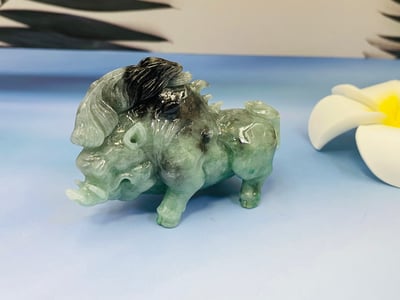 天然A貨 糯地正絲帶黑翠 附收藏證書【山豬】5