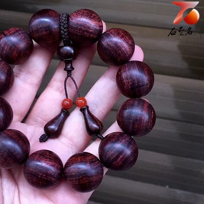 臻品 海南黃花梨紫油梨老料20mm手珠 水波芝麻花 重量50公克3