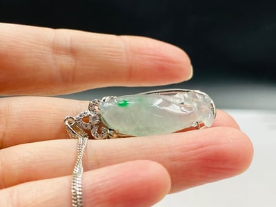 冰種翠青翡翠吊墜【年年有餘】4