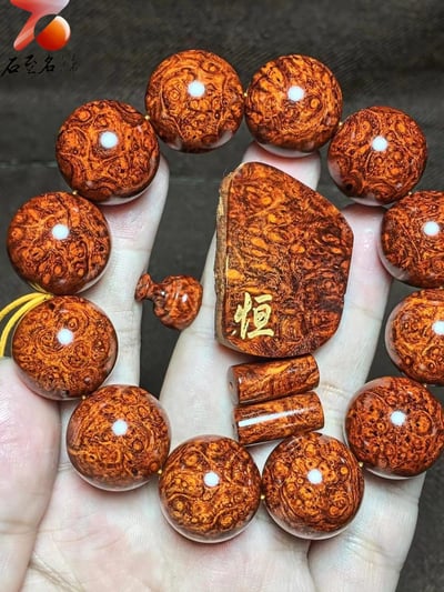 印度小葉紫檀20mm×12顆黃金底老料 【恒】2