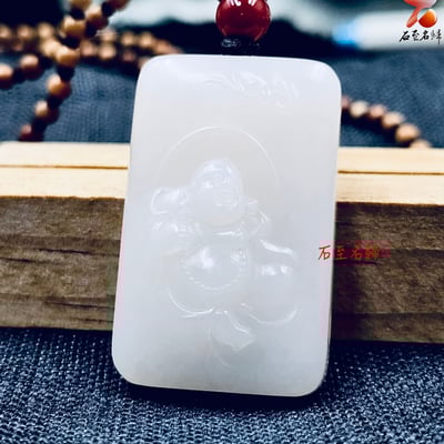 和田玉籽料一級白〔羊脂白] 作品 【滿皮彌勒佛 】蘇州名家作品 附雙鑑定證書1