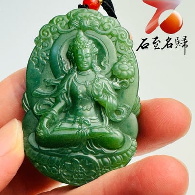 天然和田碧玉度母掛墜｜一抹碧色，靜守安然2
