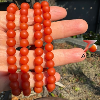 天然 保山南紅瑪瑙 啞光細膩精品7mm×108顆手串2