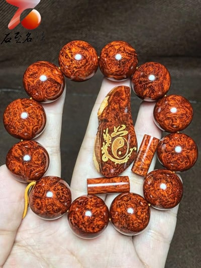 印度小葉紫檀20mm×12顆爆滿瘤疤+金星【道】8