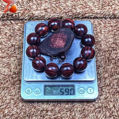 臻藏 海南黃花梨 沉水紫油梨水波一線天20mm手珠 重量59克7