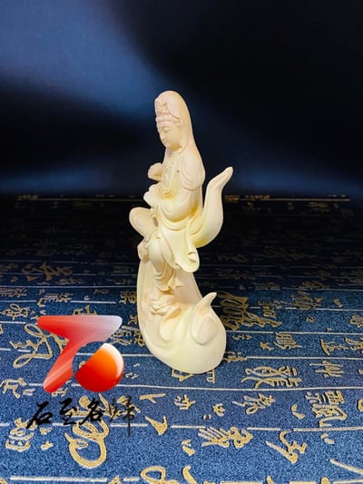 黃楊木精雕作品【火焰觀音】木雕觀音 整料製作 高15公分5