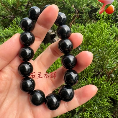 天然青玉/墨玉手珠 15/12/10/8mm手珠3