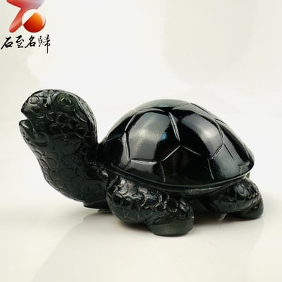 玉化透光丹東石純手工雕烏龜 張志方雕刻家作品【長壽龜】4