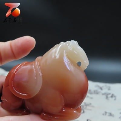 撾結晶朱砂石【唐馬手把件】4