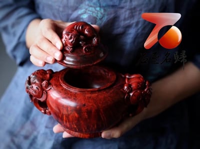 印度小葉紫檀瘤疤料製【貔貅壺瘤疤罐】5