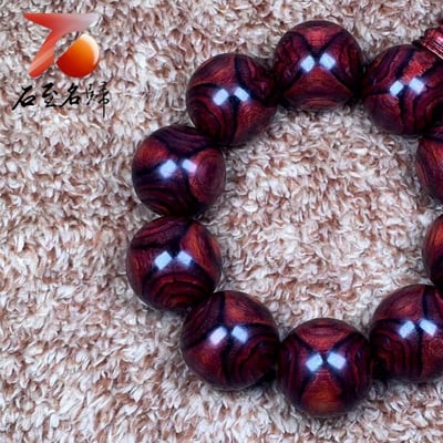 海南黃花梨野生料 X紋對眼鬼臉29.5mm手珠 重量121.5克2