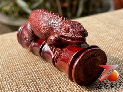 印度小葉紫檀高油密二膘料 湘工雕刻【蜥蜴／吸億】4