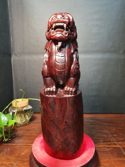 印度小葉紫檀【招財貔貅風水柱】4