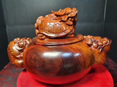 海南黃花梨野生油梨老料【精品龍龜壺】3