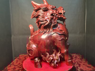 印度小葉紫檀雞血紅泥料【麒麟】3