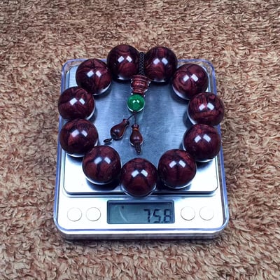 海南黃花梨野生紫油梨 X紋對眼鬼臉25mm手珠 重量75.8克6