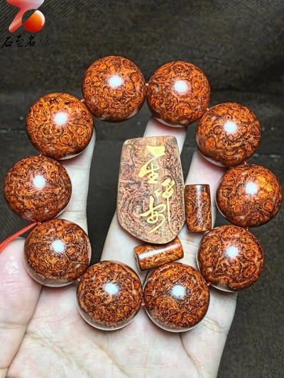 超漂亮印度小葉紫檀泥料爆滿頂級纓子瘤疤 【一生平安】9