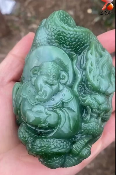 精選貓眼和田玉碧玉大料【龍財神】3